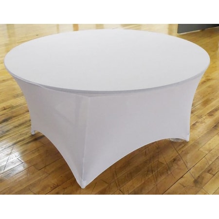 Atlas Commercial Products Spandex Fitted Stretch Table Cover for 60" Round Folding Table, White SP-60R-01